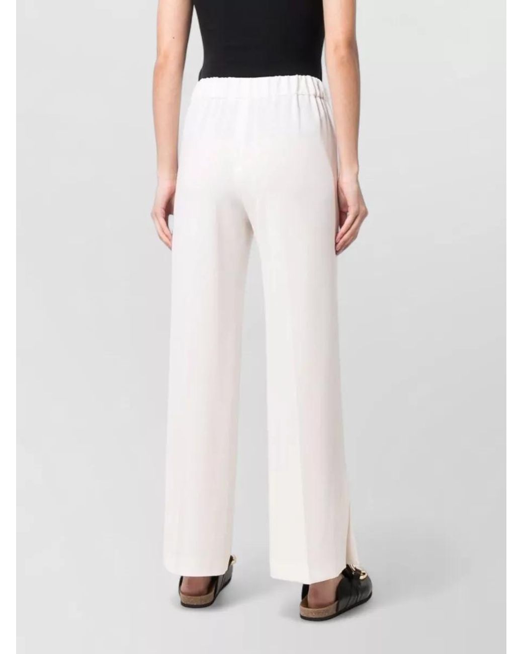 Alberto Biani White High-Rise Wide-Leg Trousers