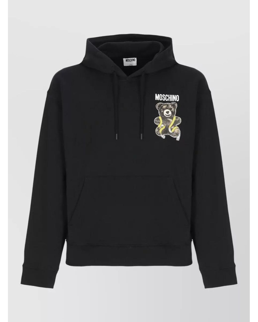 Moschino Black Cotton Hooded Logo Print Sweatshirt for men