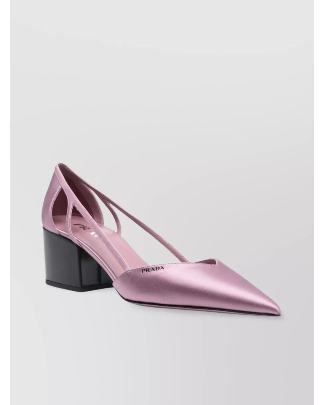 Prada Pink Silk Satin Cutout Low Block Heel Pumps