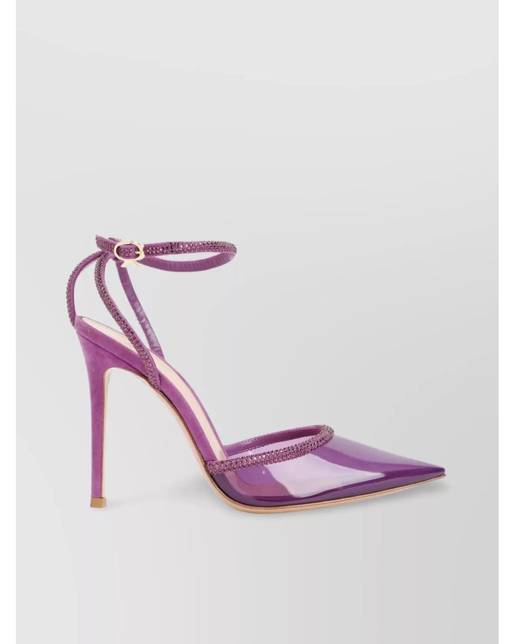 Gianvito Rossi Pink Suede Leather Strass Sandals