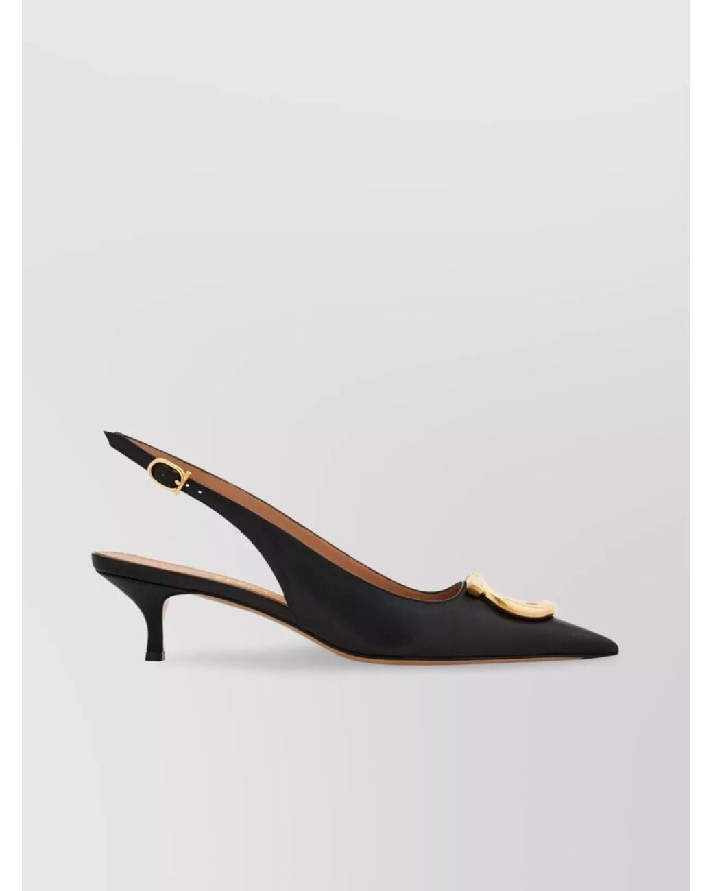 Ferragamo Black Leather Slingback Pumps