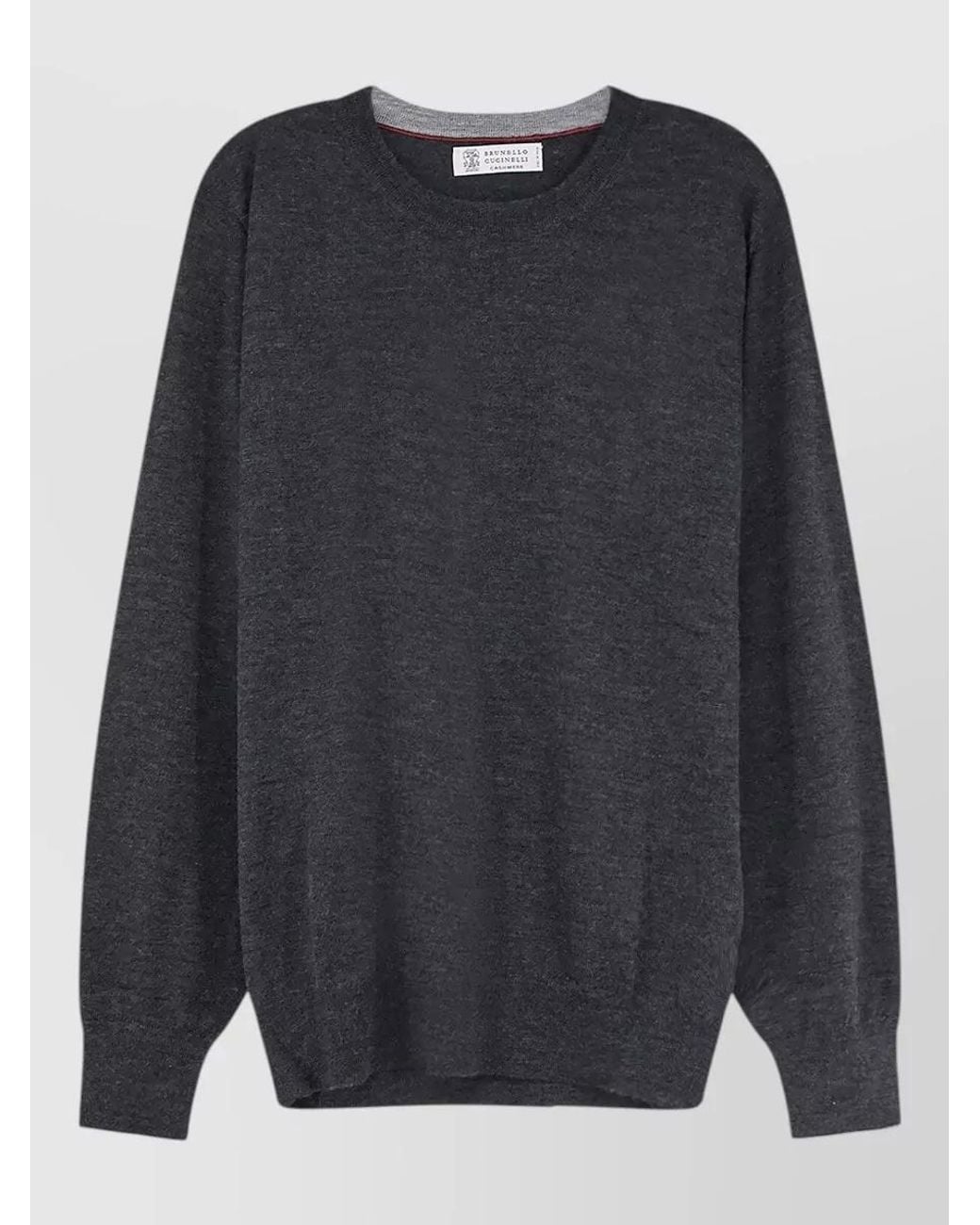 Brunello Cucinelli Blue Cashmere Silk Crew-Neck Long-Sleeve Sweater for men