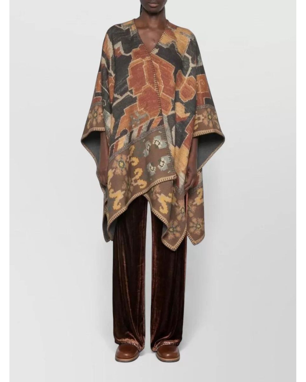 Pierre Louis Mascia Multicolor Wool Draped Asymmetric Poncho for men