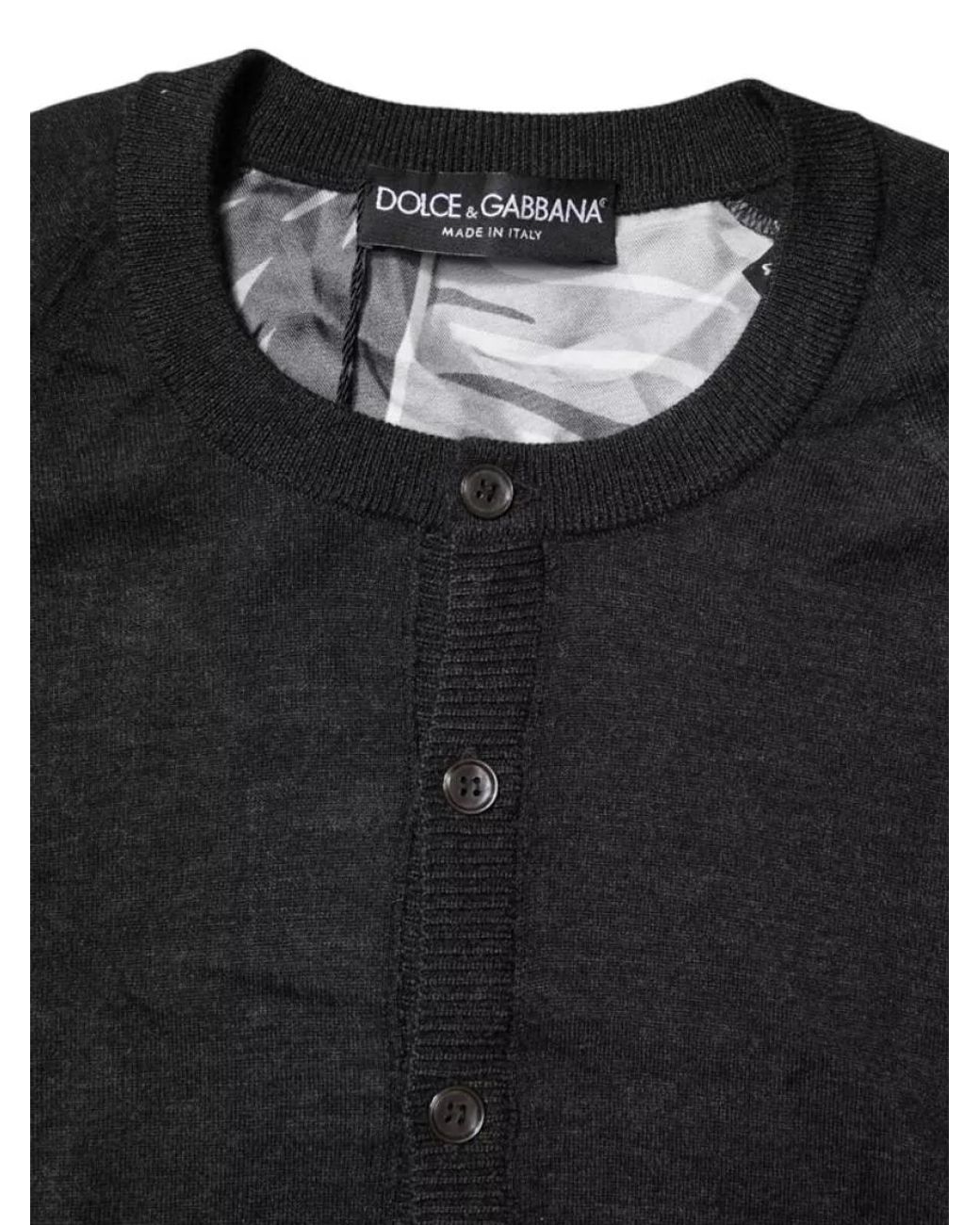 Dolce & Gabbana Black Cashmere Silk Relaxed-Fit Knitted Pullover Sweater for men