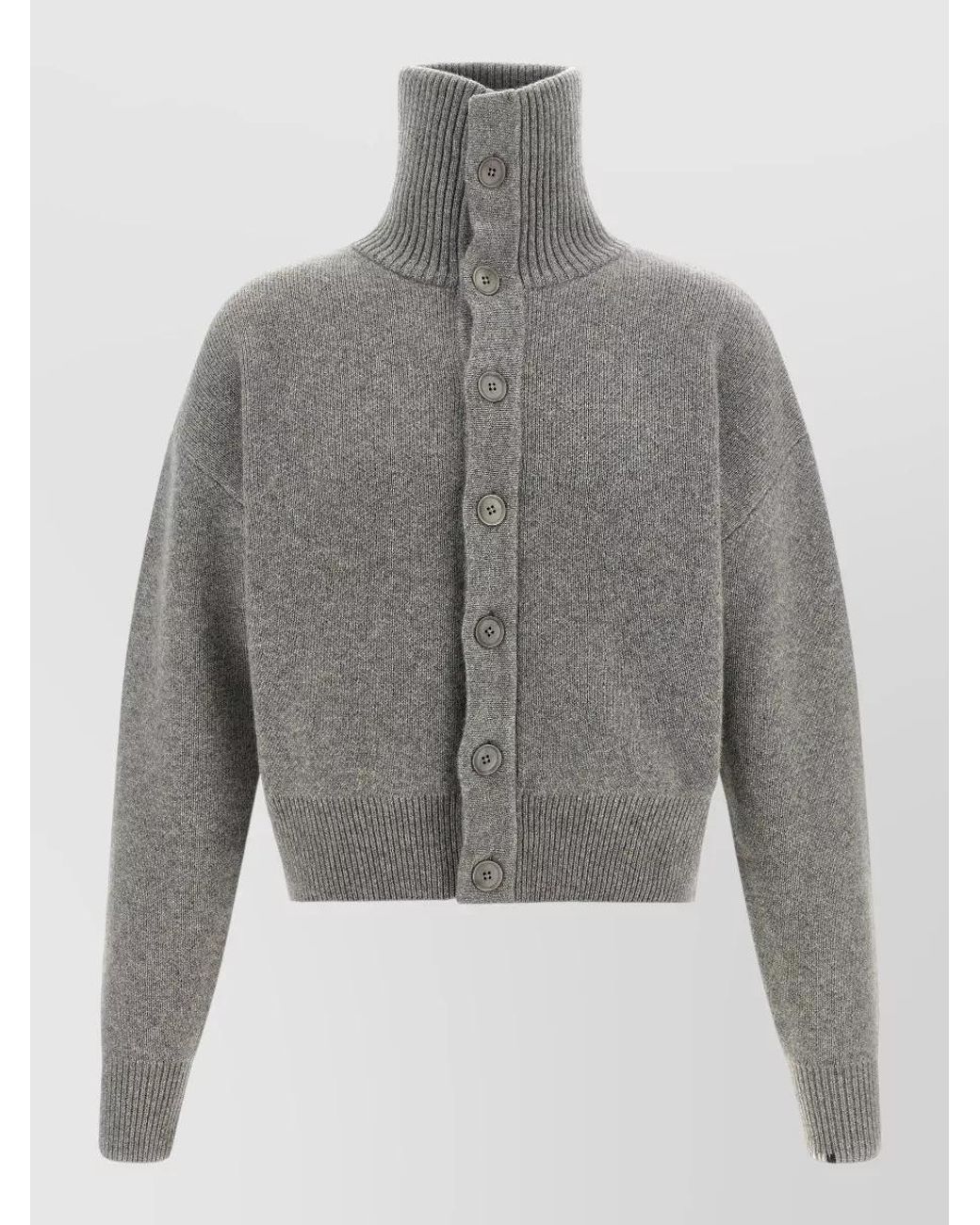 Extreme Cashmere Gray Cashmere Ribbed High Neck Cropped Bomber Jacket for men