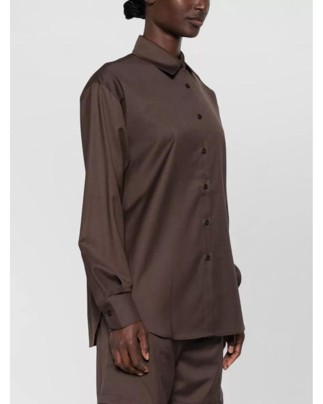Frankie Shop Brown Tie Neck Shirt