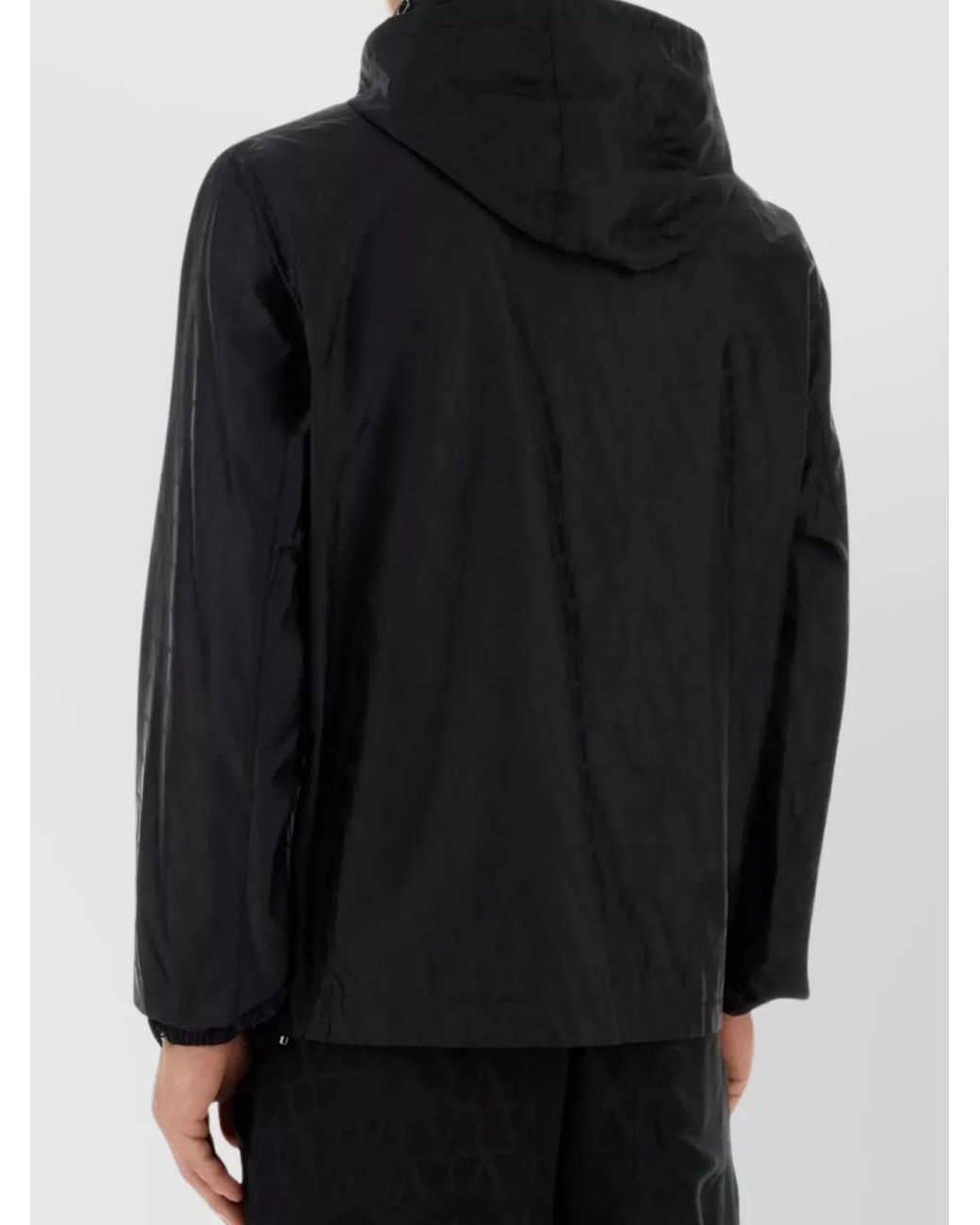 Valentino Garavani Black Nylon Hooded Windbreaker Jacket for men