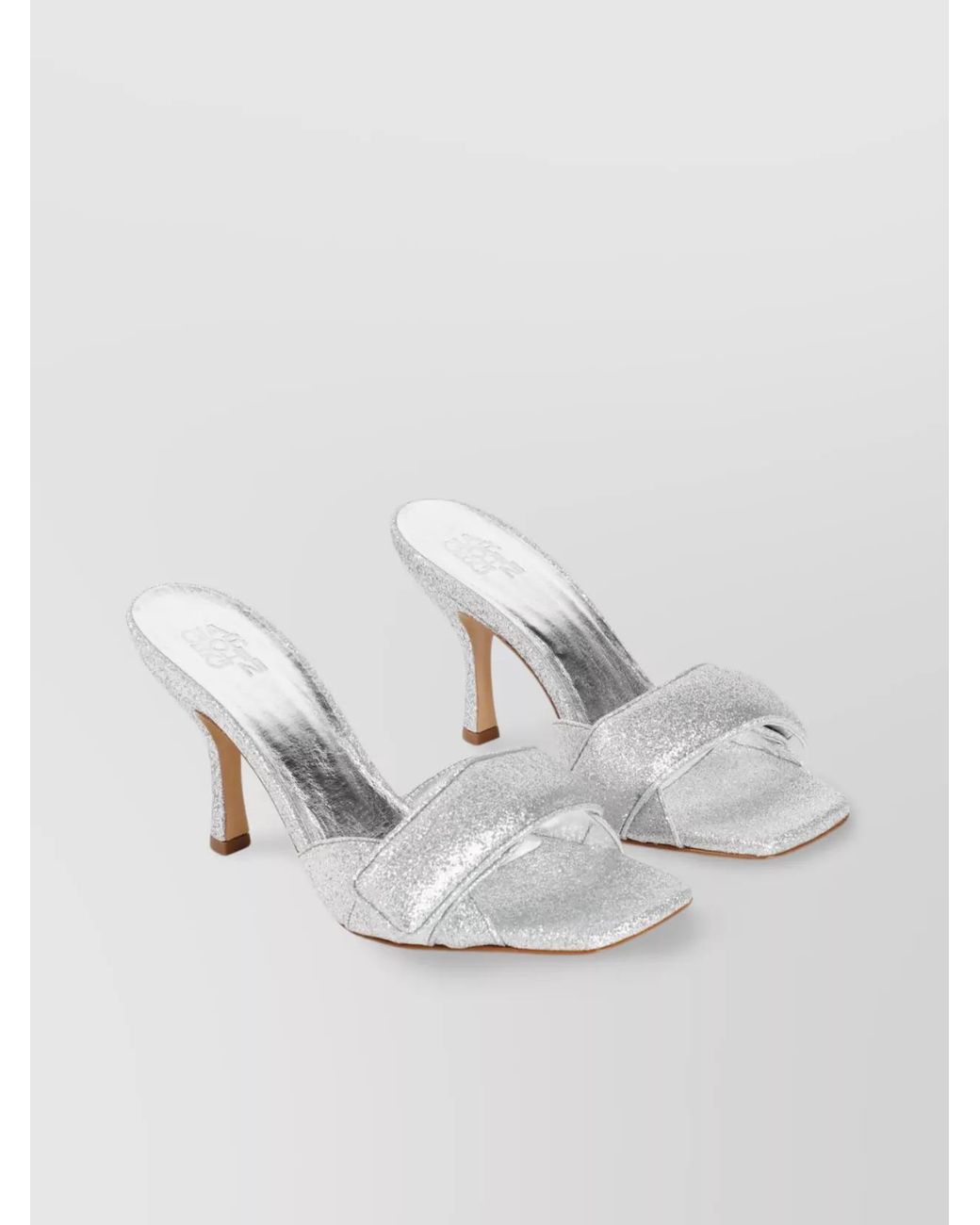 Gia Borghini White Glitter Leather Sandals