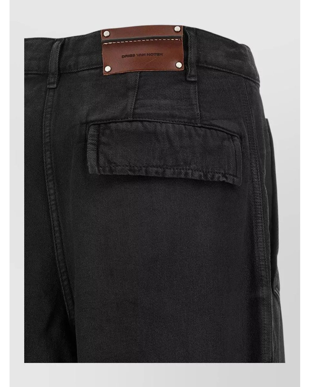 Dries Van Noten Black Pleated Wide-Leg Trousers