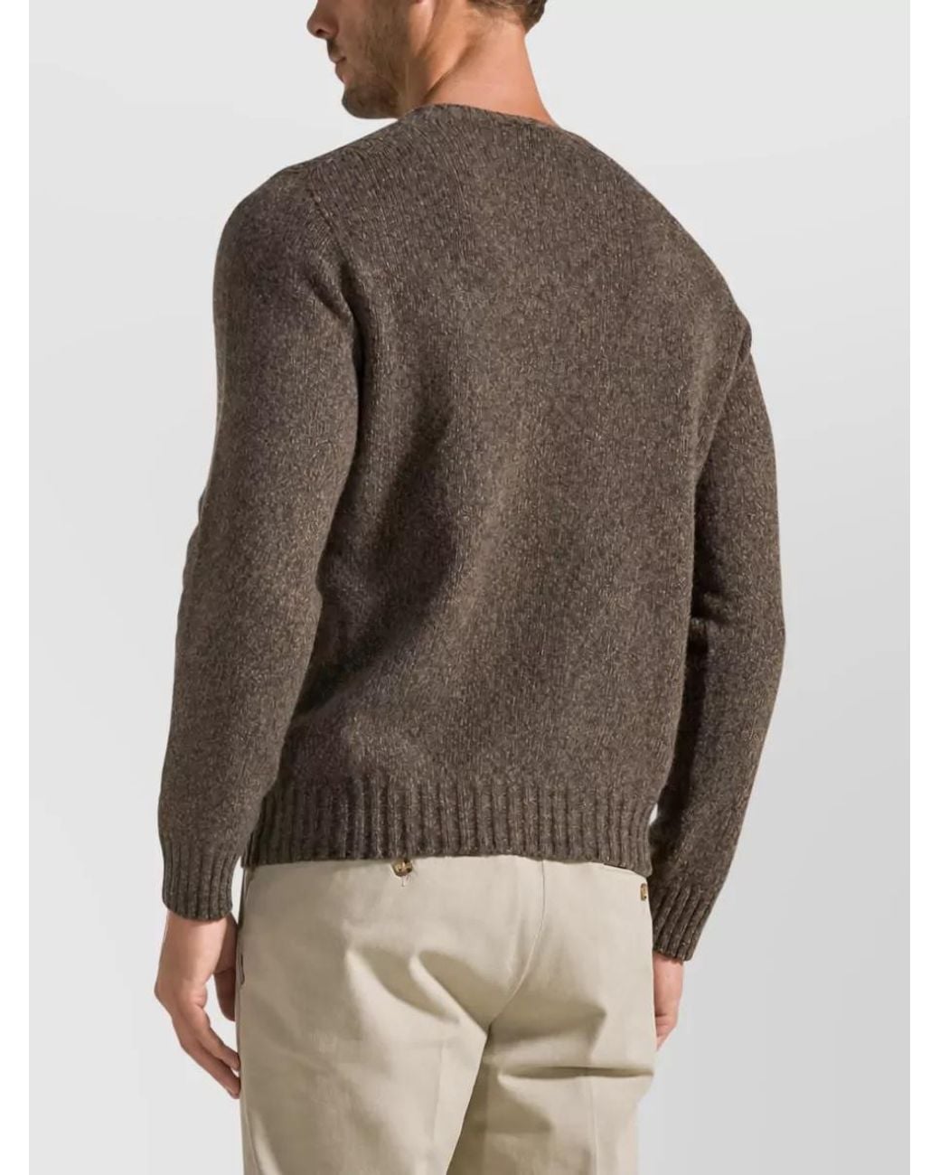 SEVENTY VENEZIA Brown Ribbed Crew-Neck Jumper for men