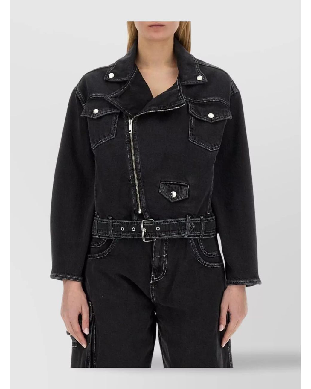 Moschino Black Denim Regular-Fit Cropped Jacket