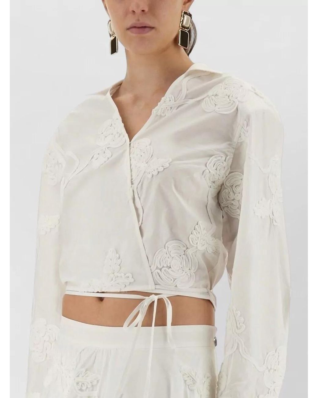 ROTATE BIRGER CHRISTENSEN White Organic Cotton Wrap Shirt Top