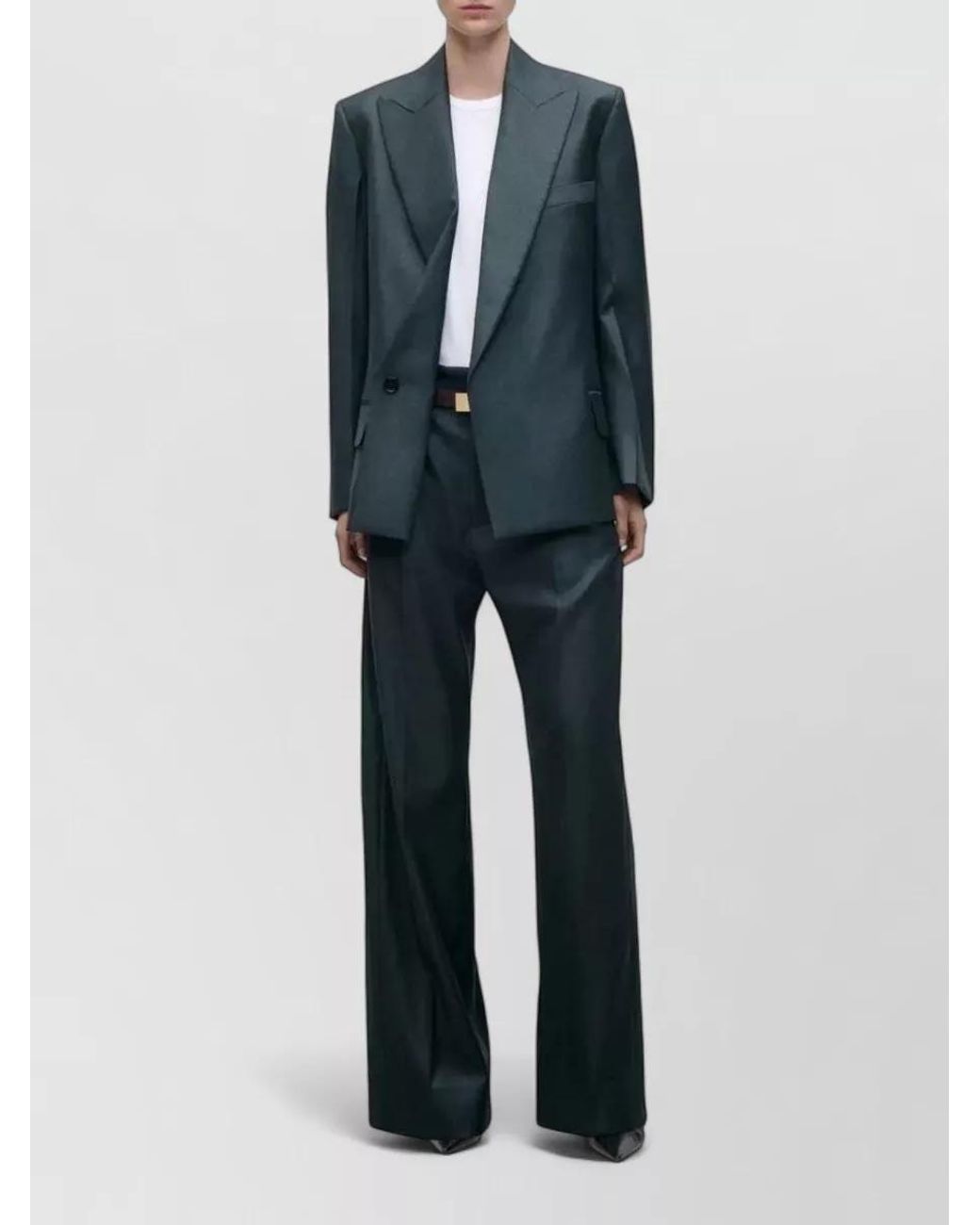 Victoria Beckham Blue Wool Single-Breasted Blazer