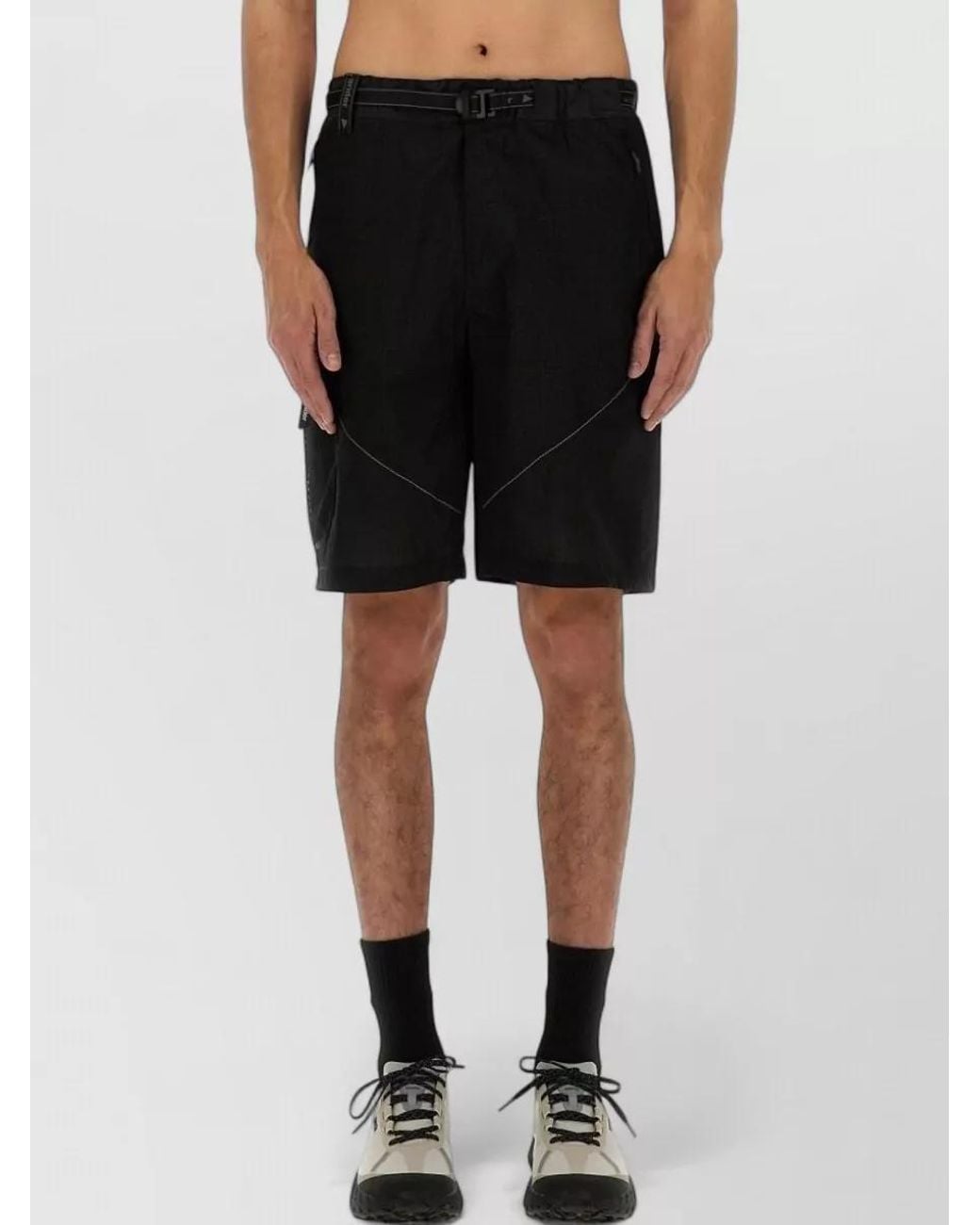 And Wander Black Nylon Cargo Shorts for men
