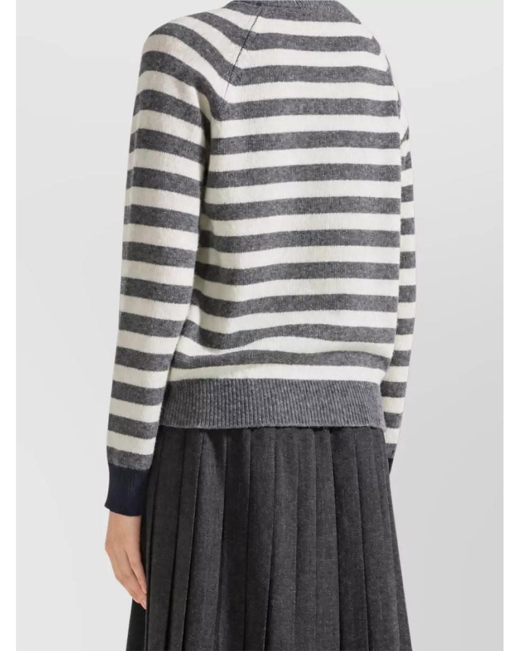 SEVENTY VENEZIA Gray Striped Wool Crewneck Sweater