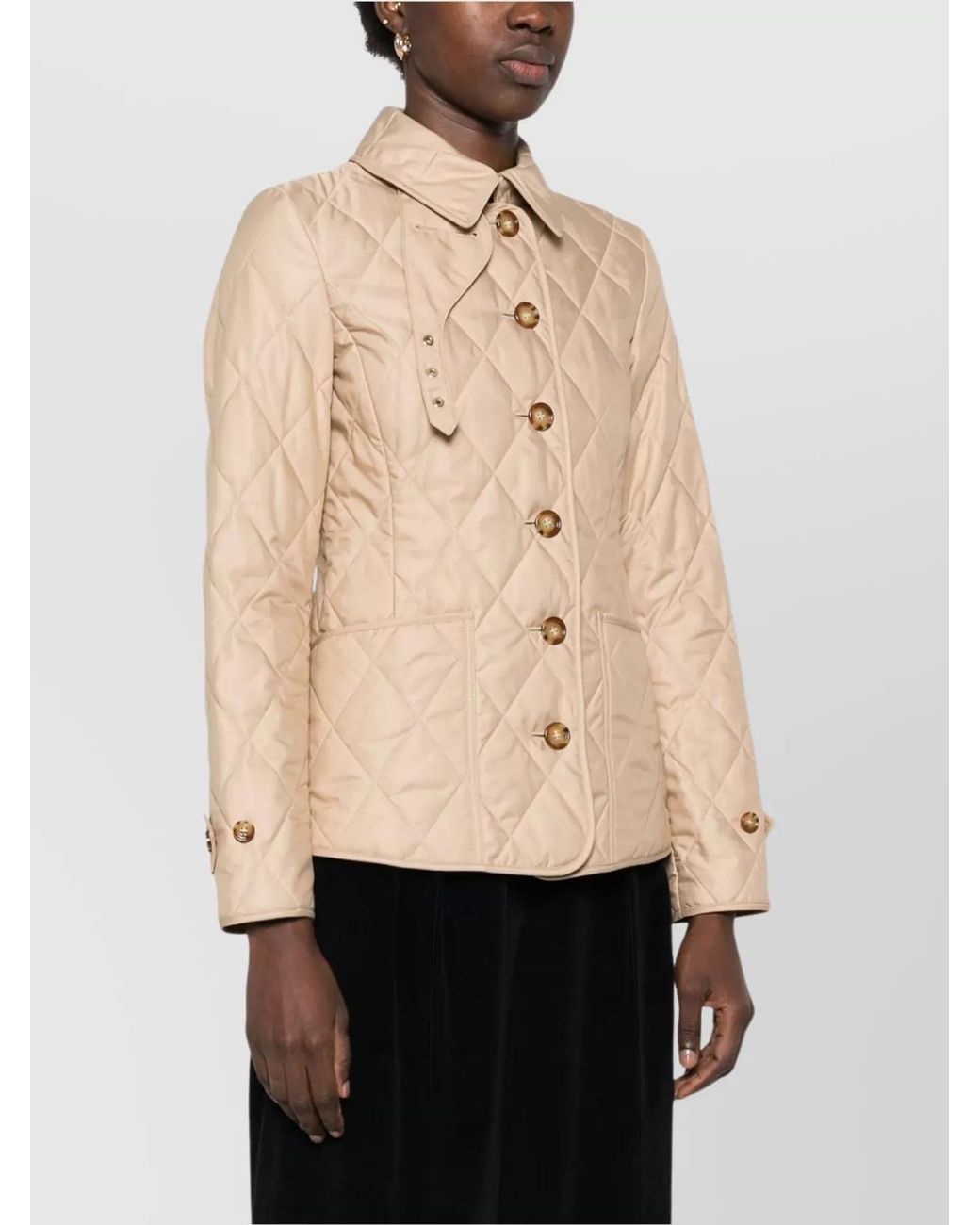 Burberry Natural Quilted Single-Breasted Jacket