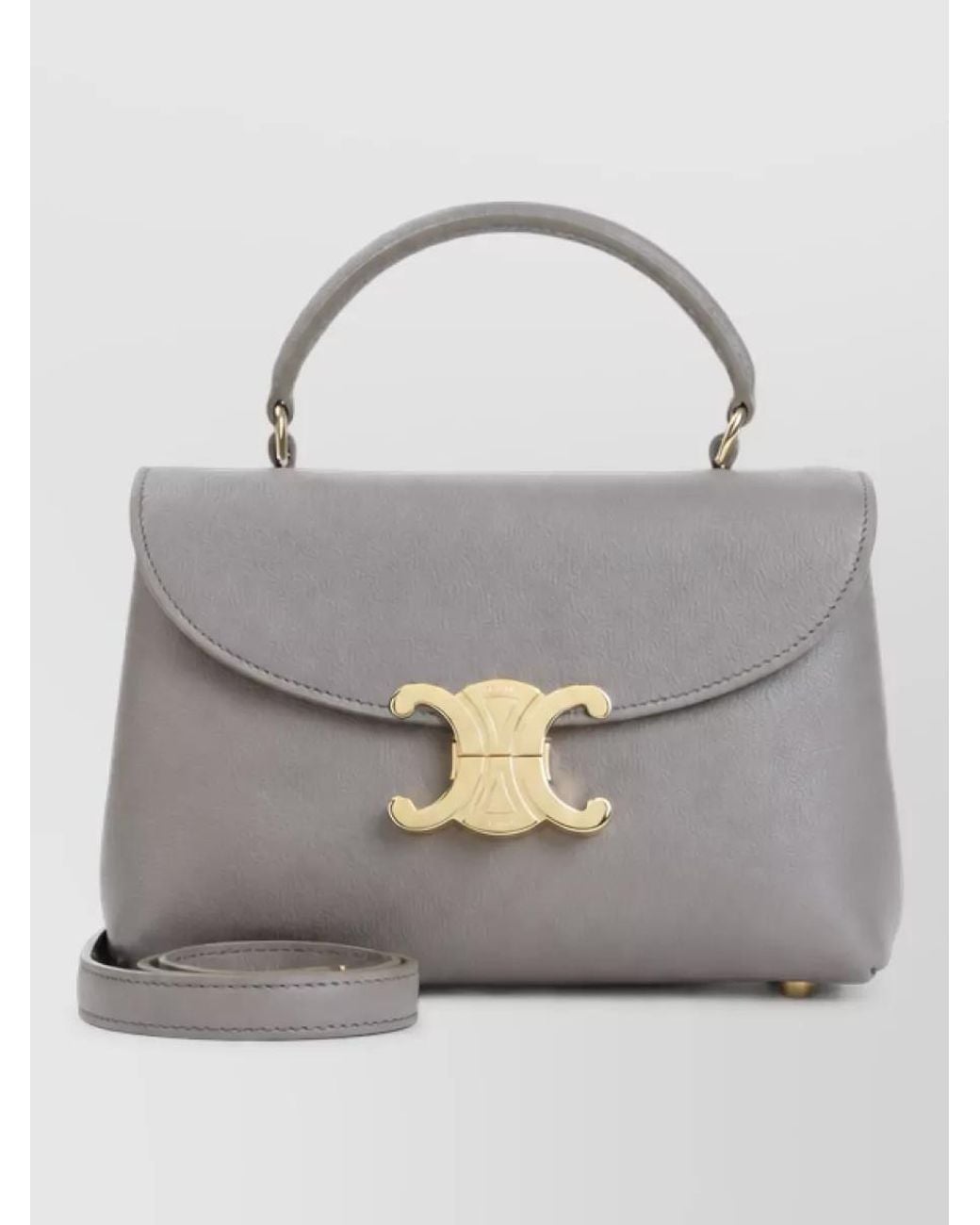 Céline Gray Calfskin Leather Shoulder Bag