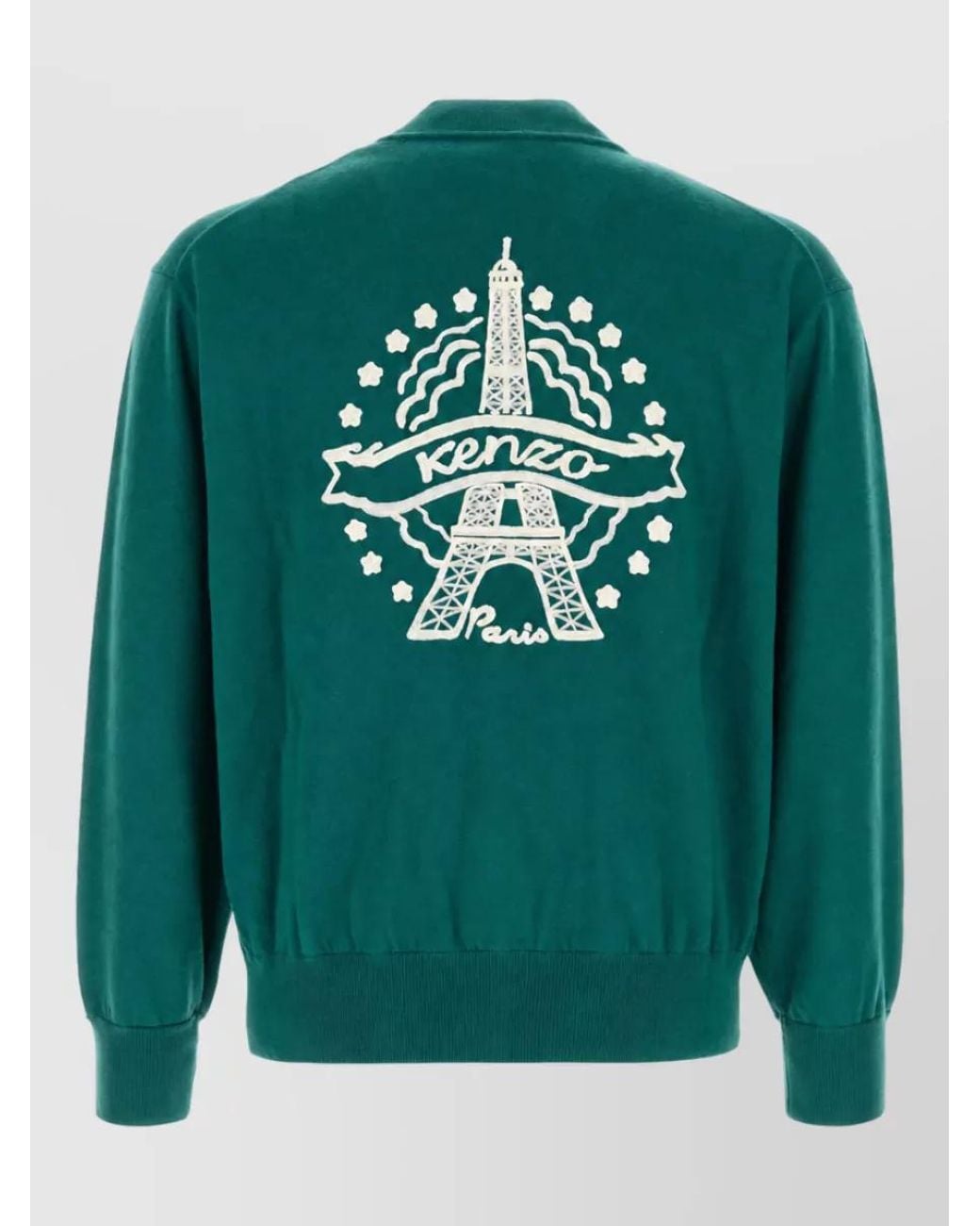 KENZO Green Wool Zip Cardigan for men