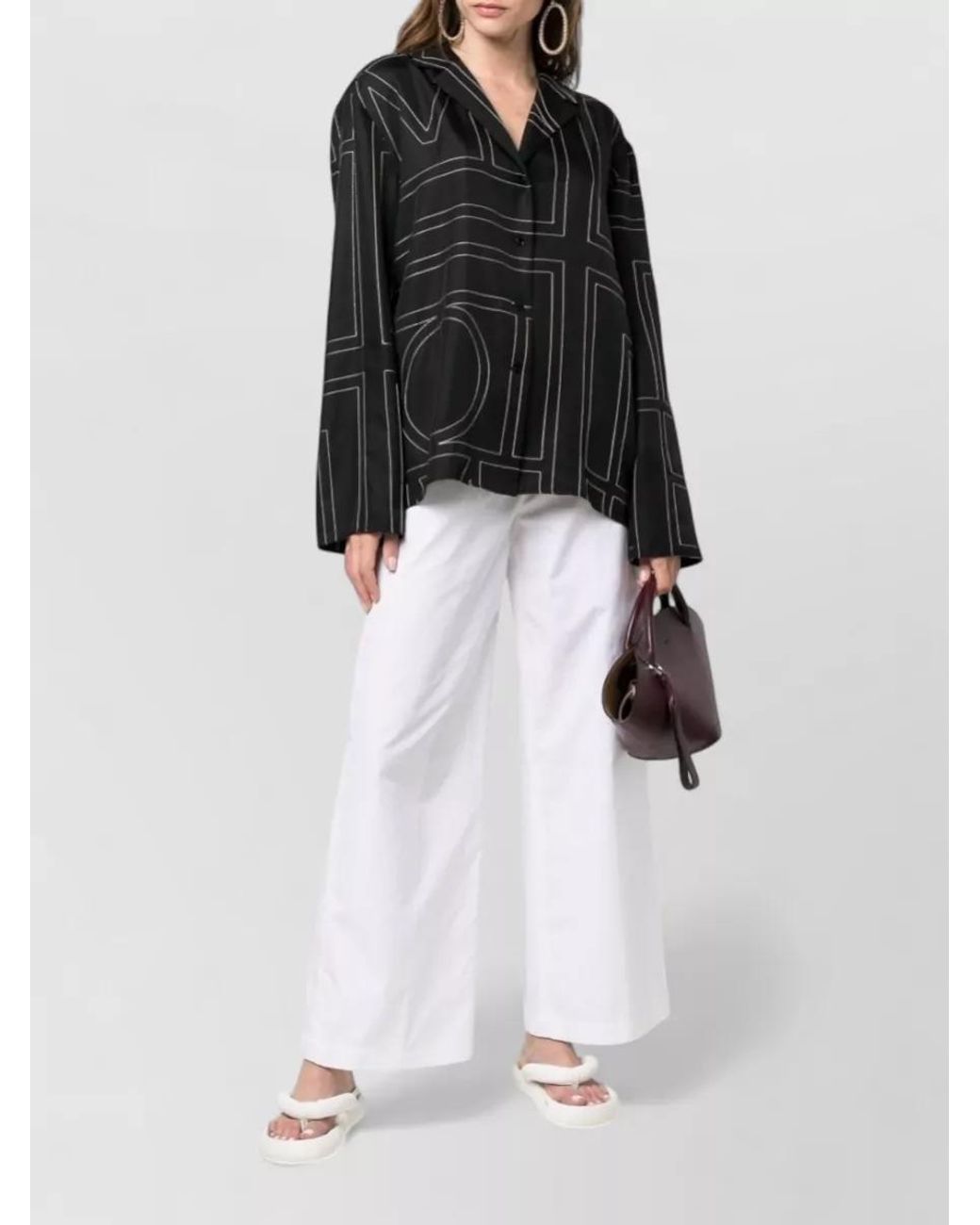 Aspesi White Silk Wide-Leg Trousers