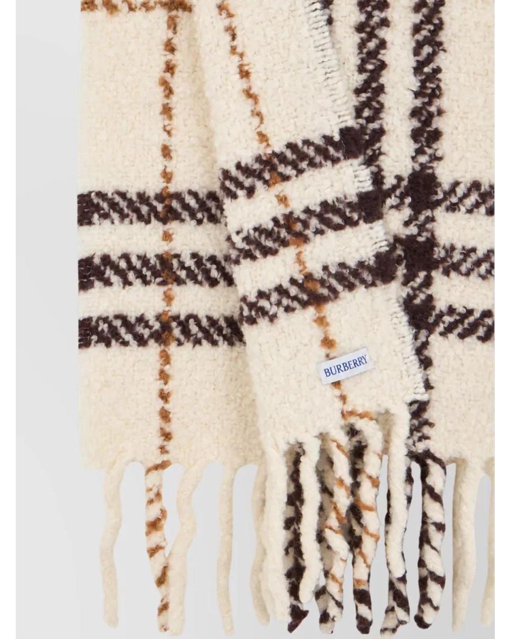 Burberry Natural Checked Alpaca Wool Scarf
