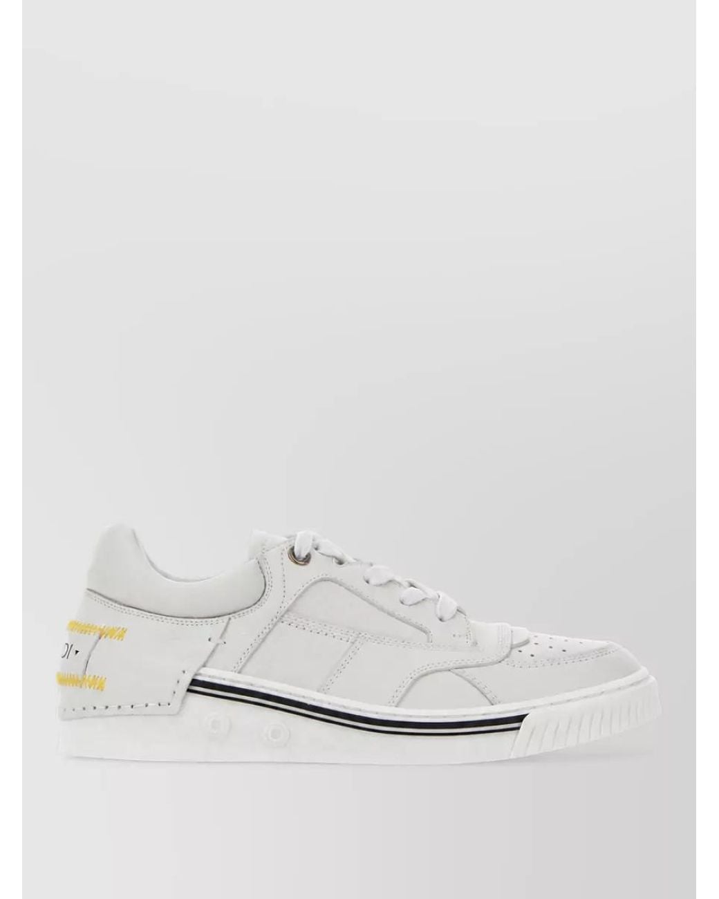 Fendi White Leather Lace-Up Sneakers