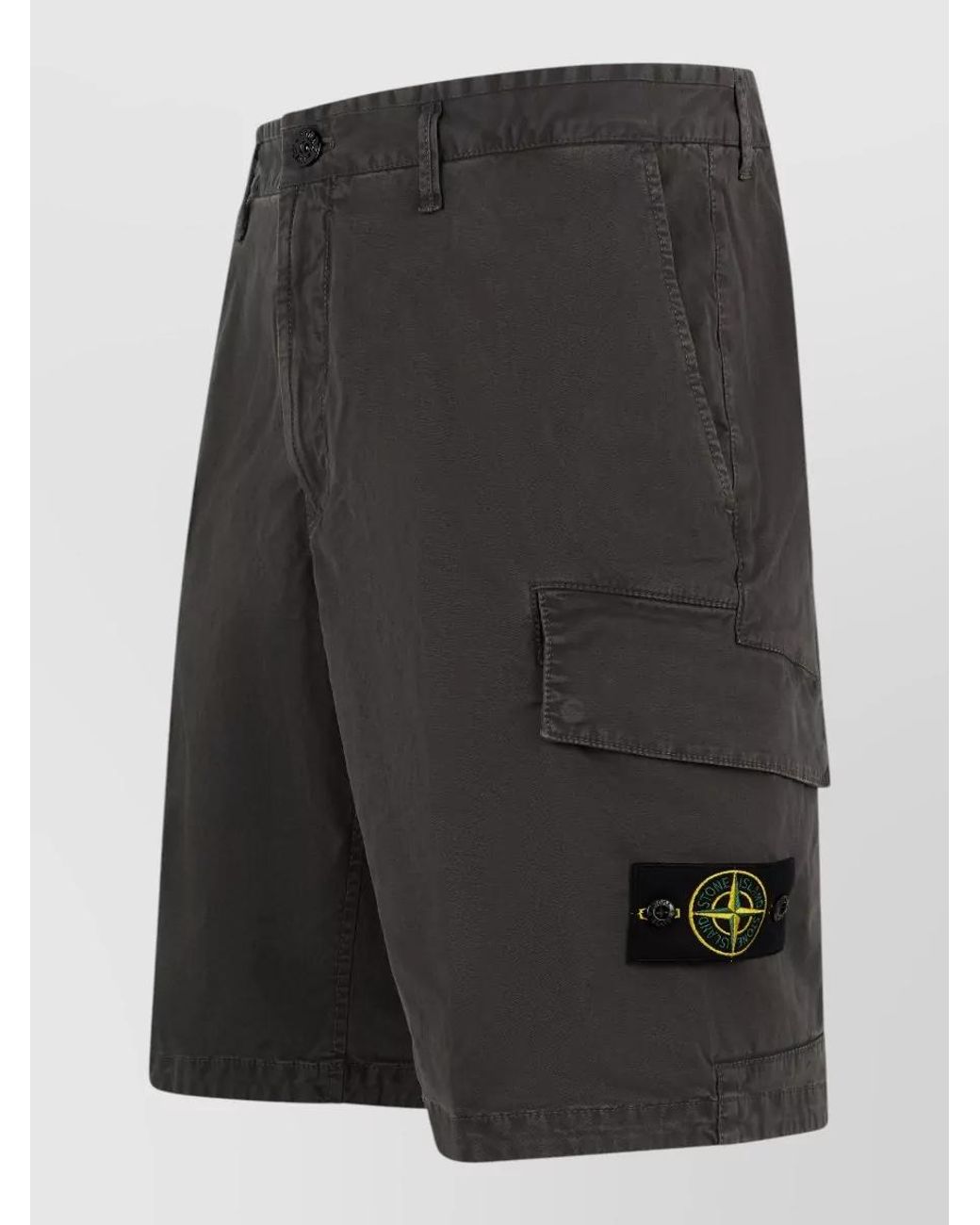 Stone Island Black Cotton Cargo Bermuda Shorts for men