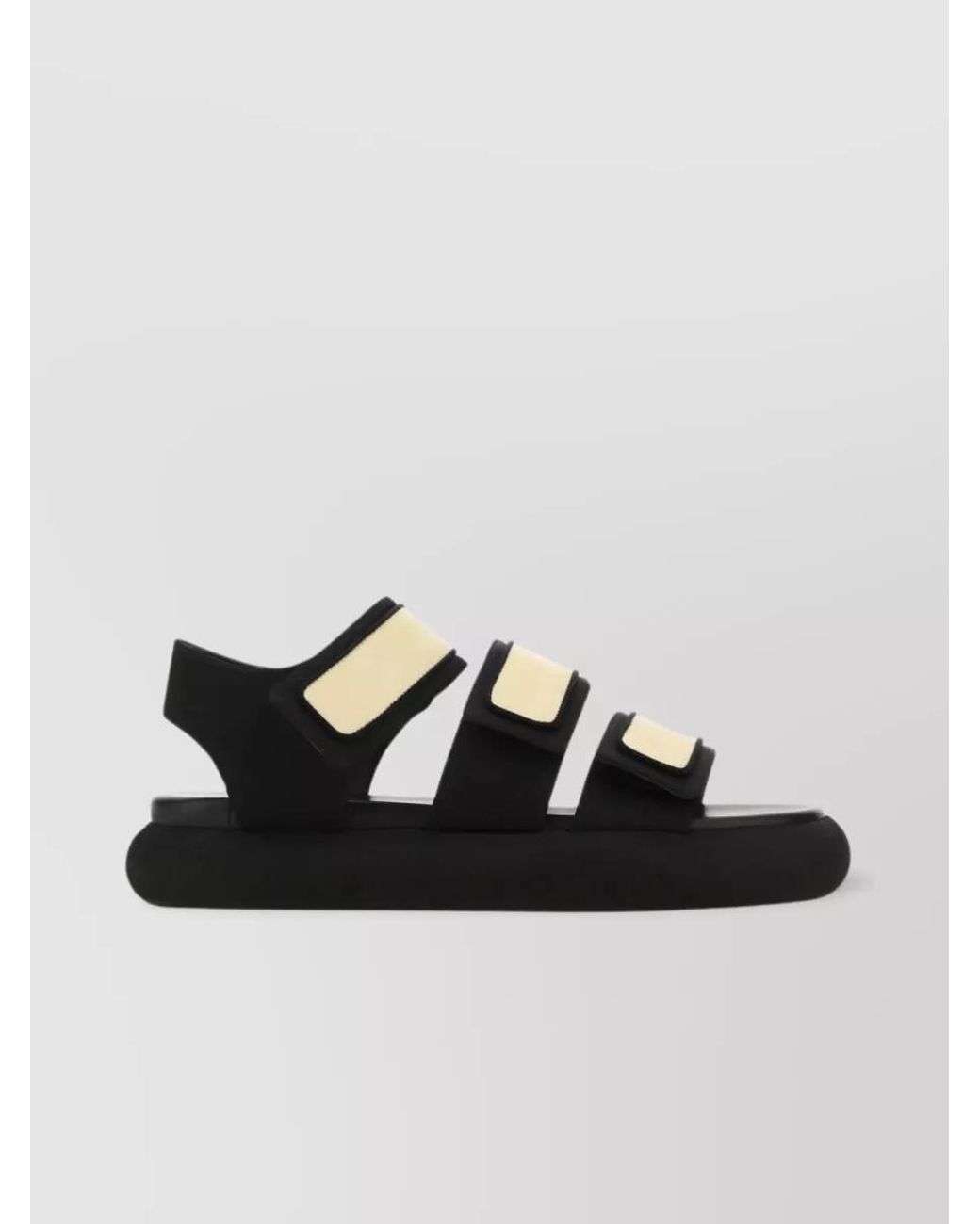 Neous Black Two-Tone Fabric Sandals