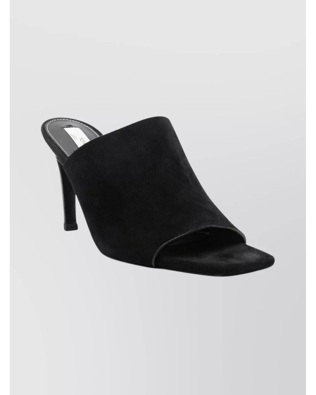 Totême Black Leather Velvet Mules