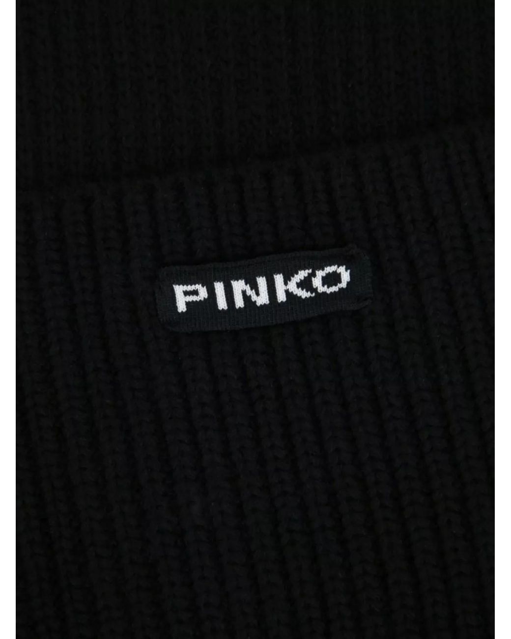 Pinko Black Cashmere Blend Ribbed Knit Scarf