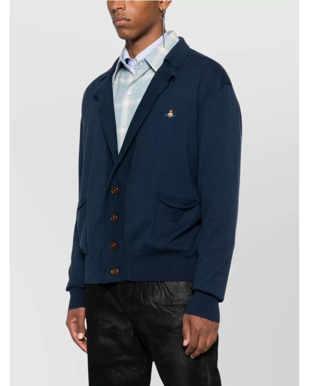 Vivienne Westwood Blue Cashmere V-Neck Cardigan for men