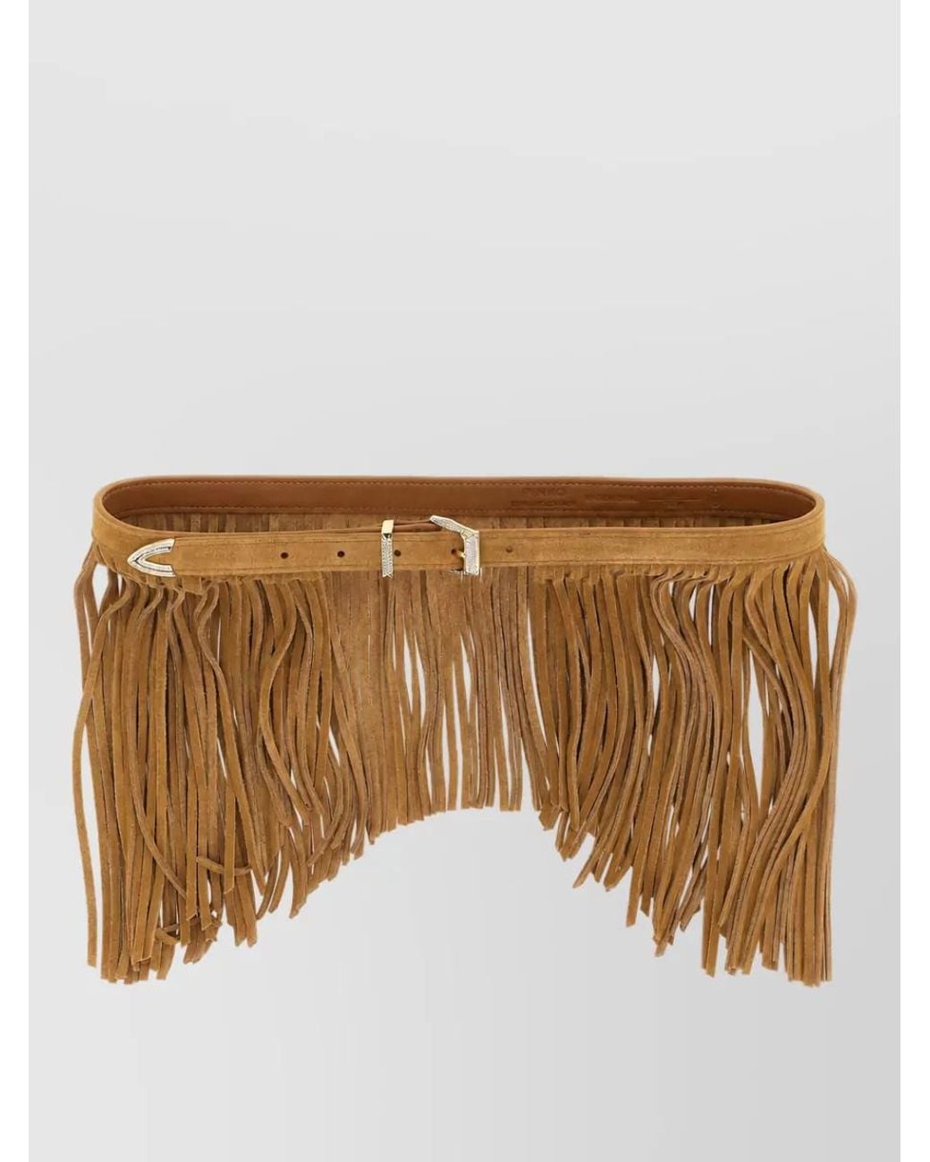 Pinko Brown Leather Fringe Belt