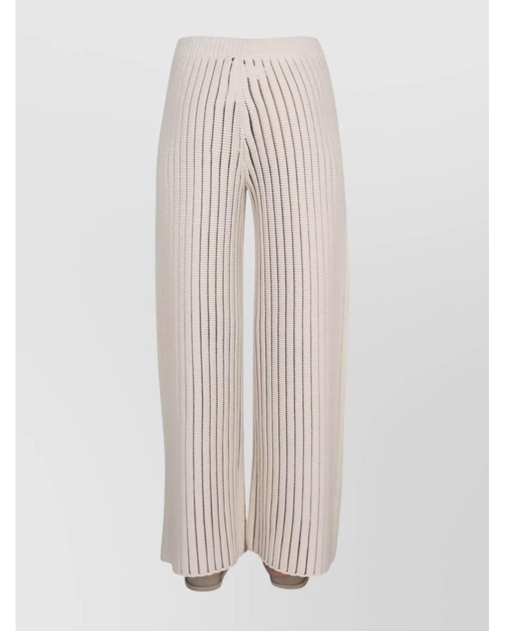 Fabiana Filippi White Ribbed High-Rise Wide-Leg Trousers