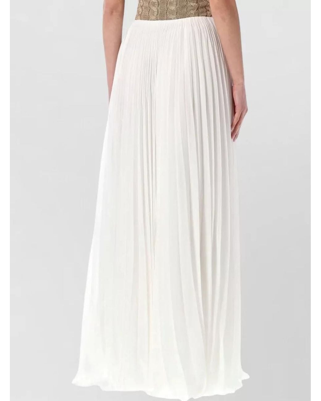 Ralph Lauren White Pleated Jersey Maxi Skirt