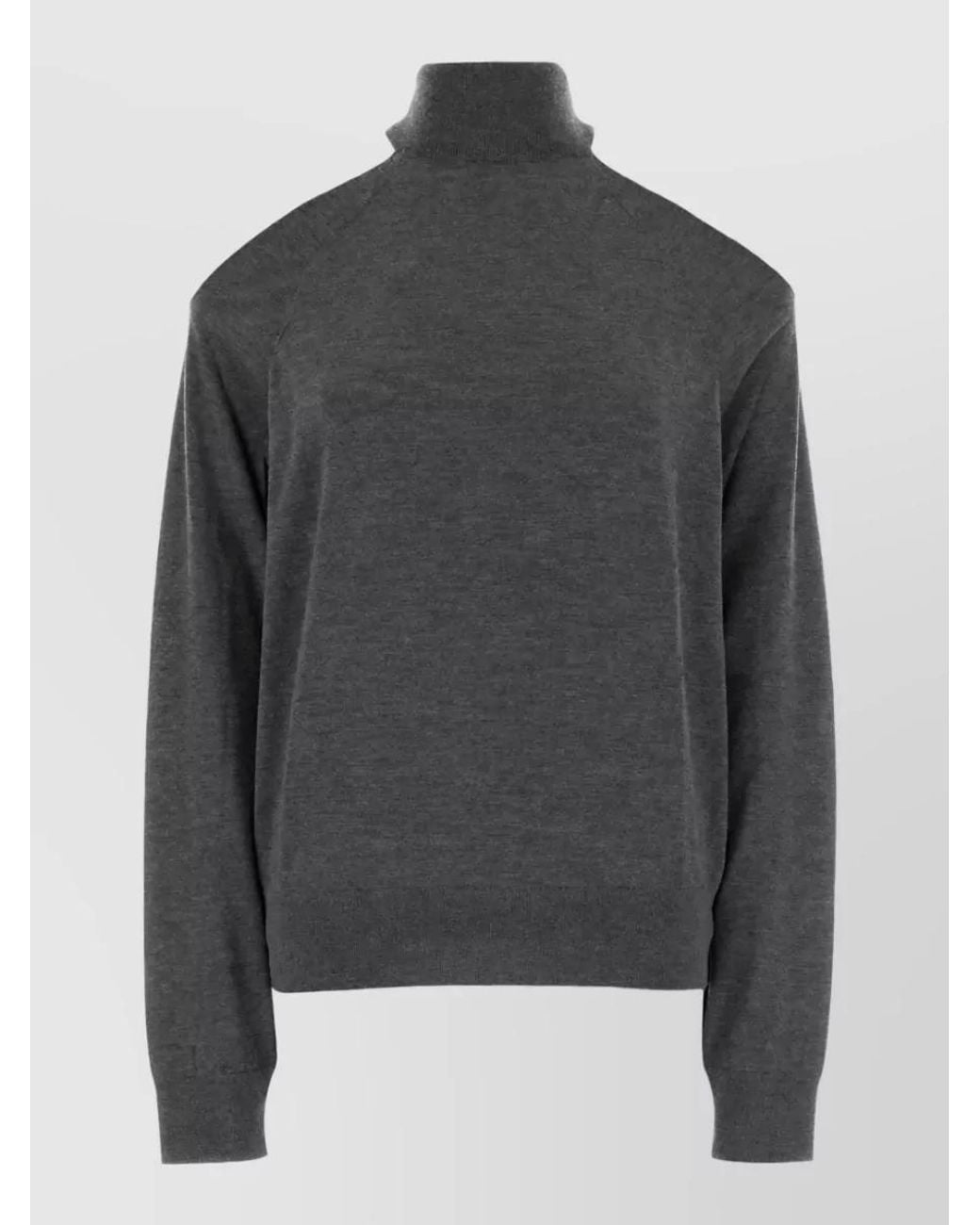 Fendi Gray Cashmere Ribbed Turtleneck Cutout Sweater