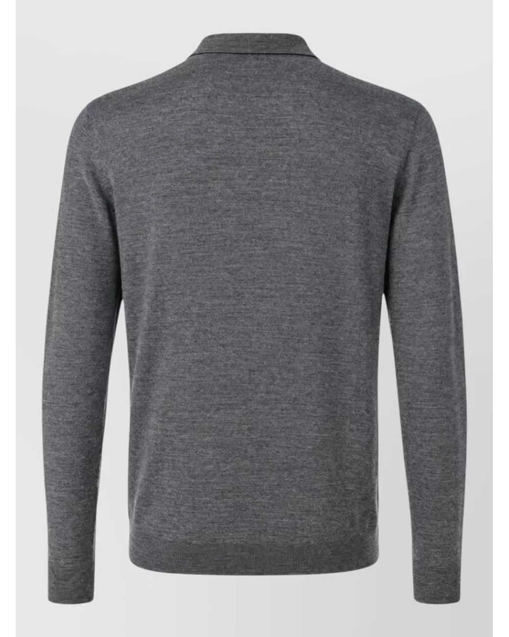 Drumohr Gray Merino Wool Polo Sweater for men