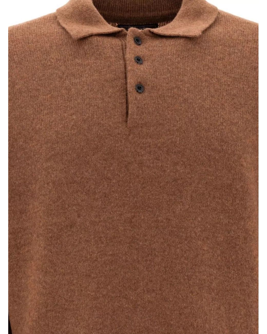 Beams Plus Brown Wool Polo Sweater for men