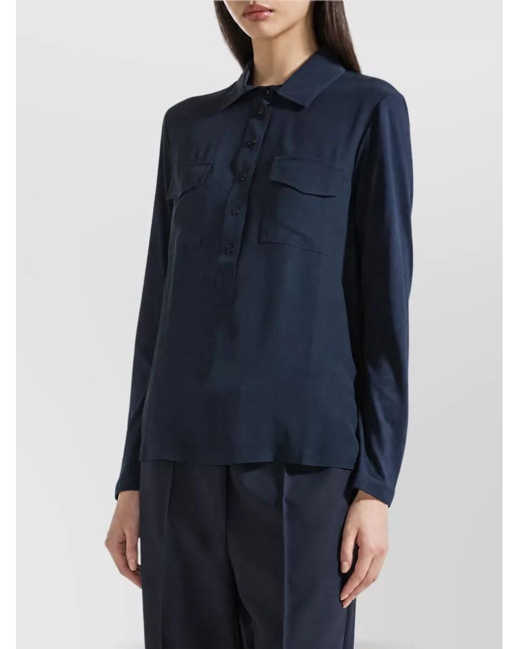 SEVENTY VENEZIA Blue Long-Sleeve Polo Shirt