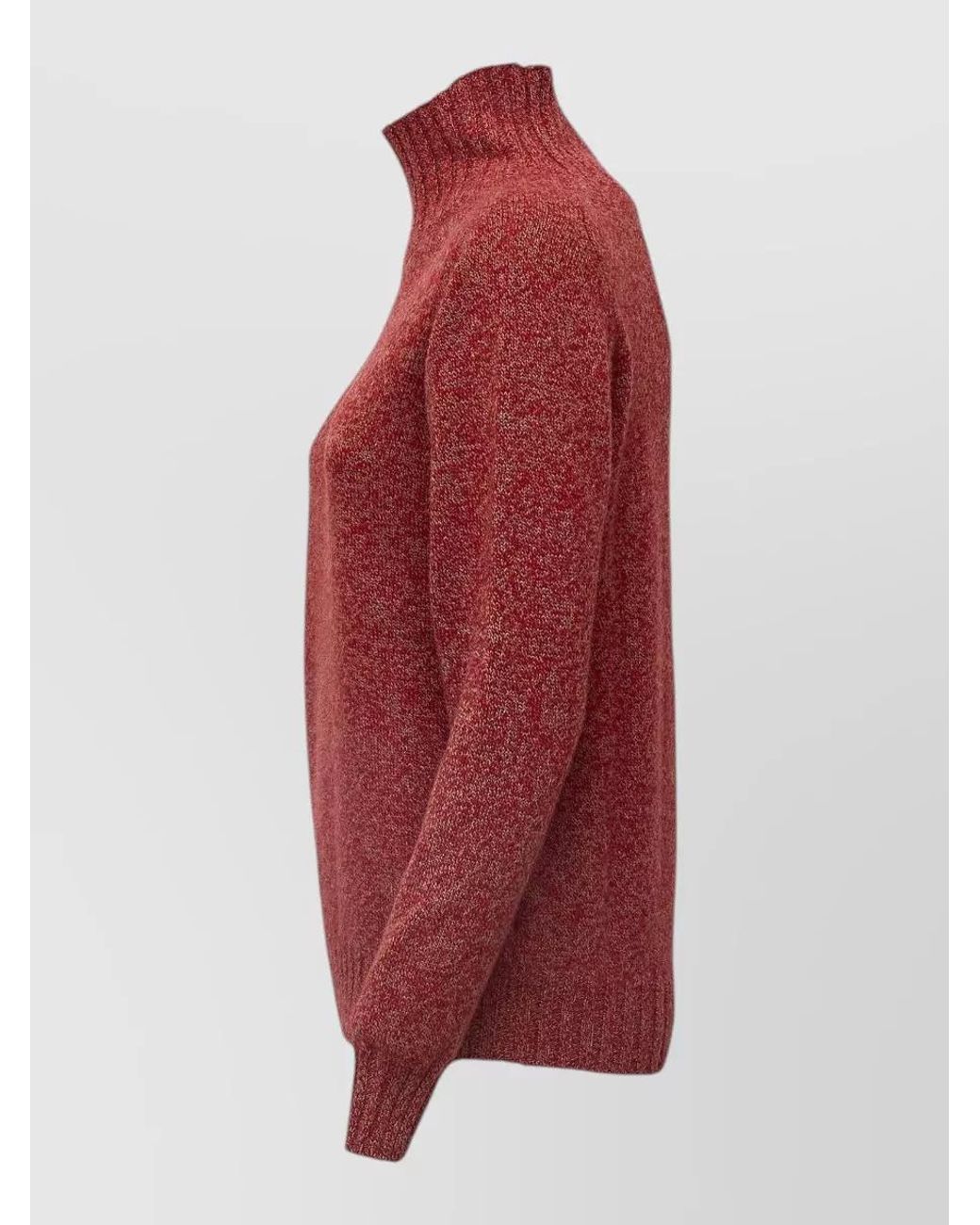 Zanone Red Wool Angora Ribbed Turtleneck Sweater