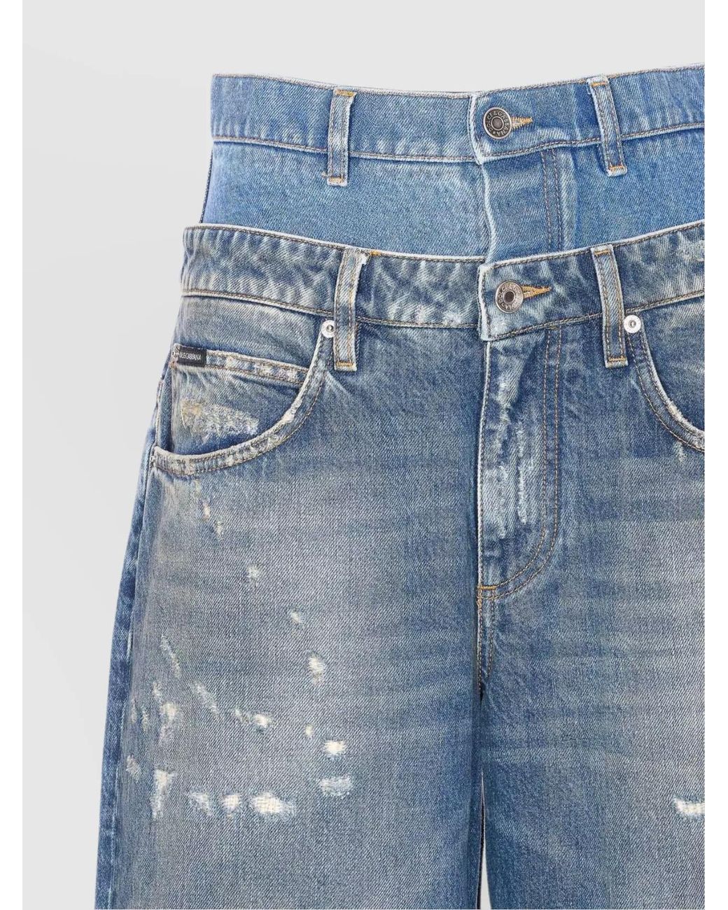 Dolce & Gabbana Blue Denim High-Rise Wide-Leg Jeans
