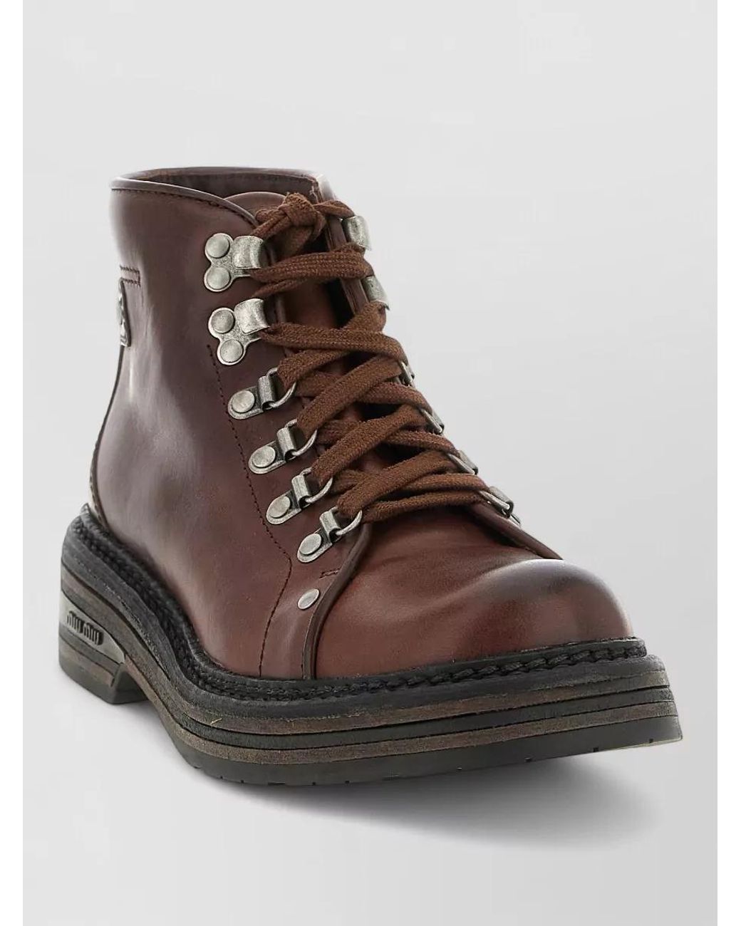 Miu Miu Brown Leather Hiking Ankle Boots
