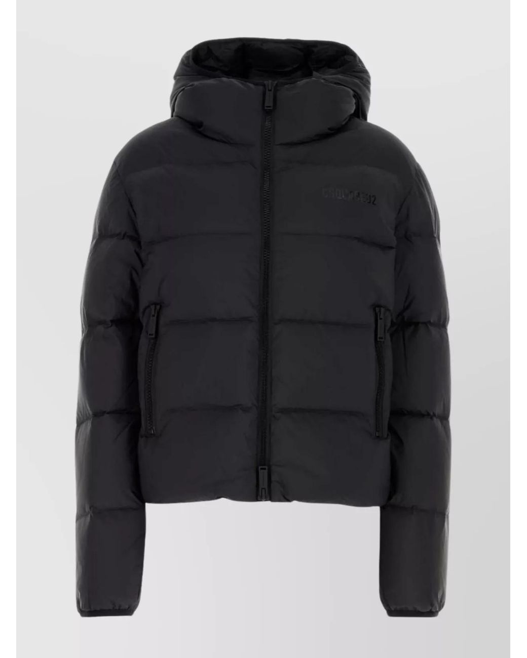 DSquared² Black Hooded Padded Quilted Down Jacket With Side Zip Pockets