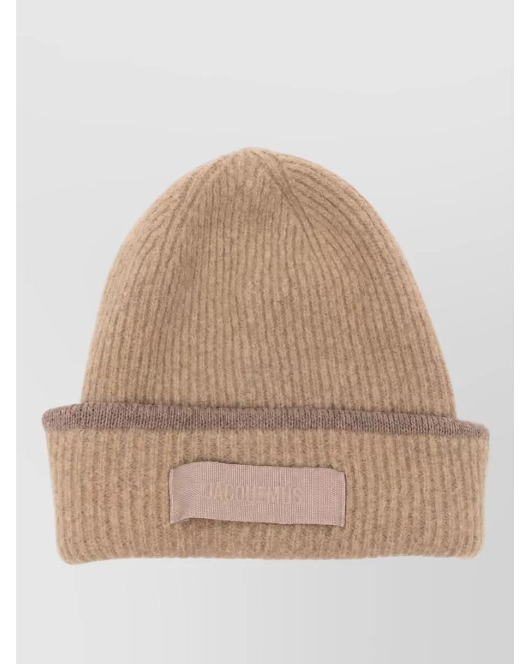 Jacquemus Natural Ribbed Alpaca Wool Beanie