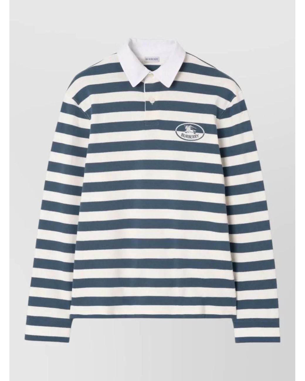 Burberry Blue Apos;S Striped Cotton Rugby Polo Shirt for men