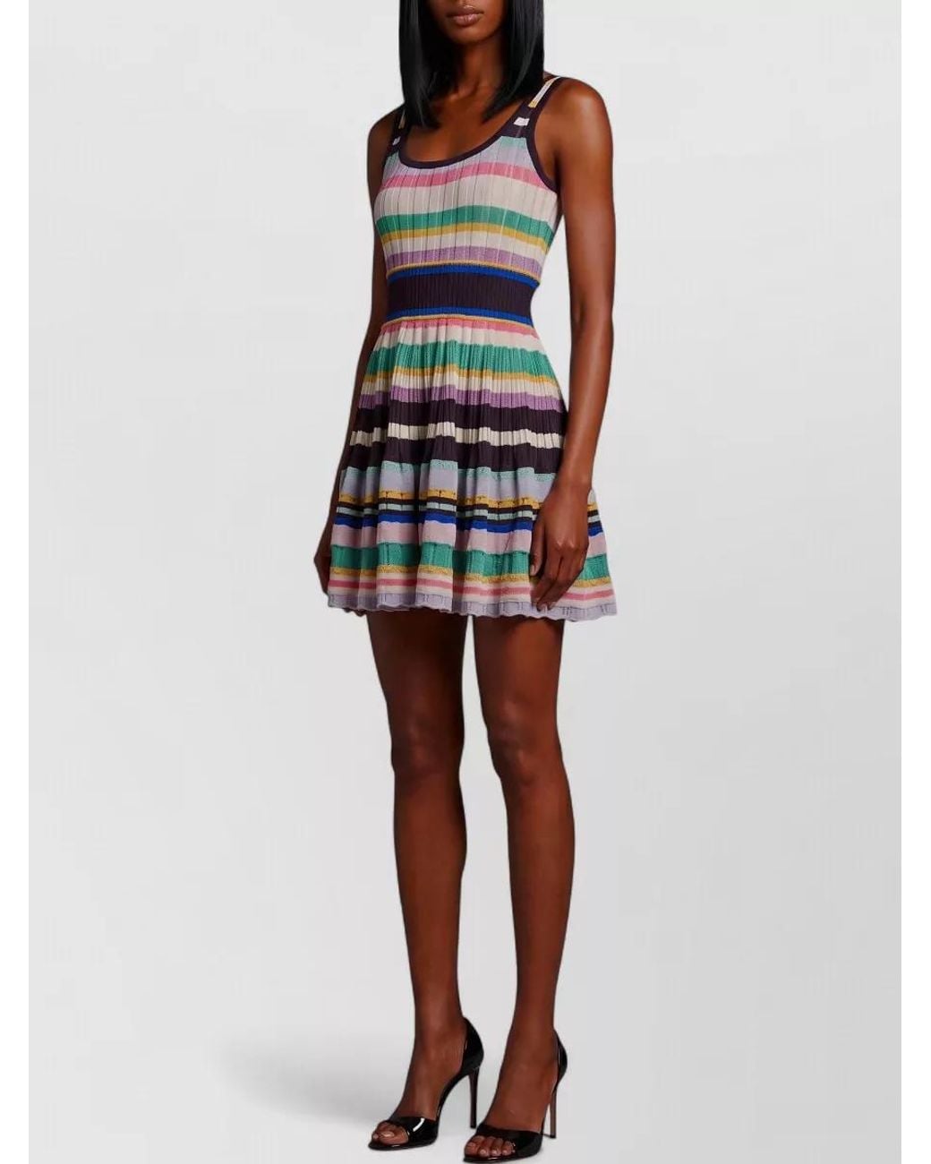 Alaïa White Striped Knit Slim-Fit Mini Dress