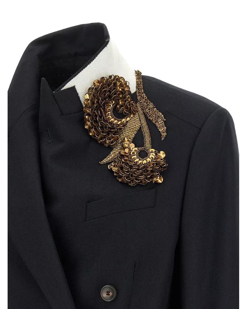 Dries Van Noten Blue Wool Embellished Double-Breasted Blazer