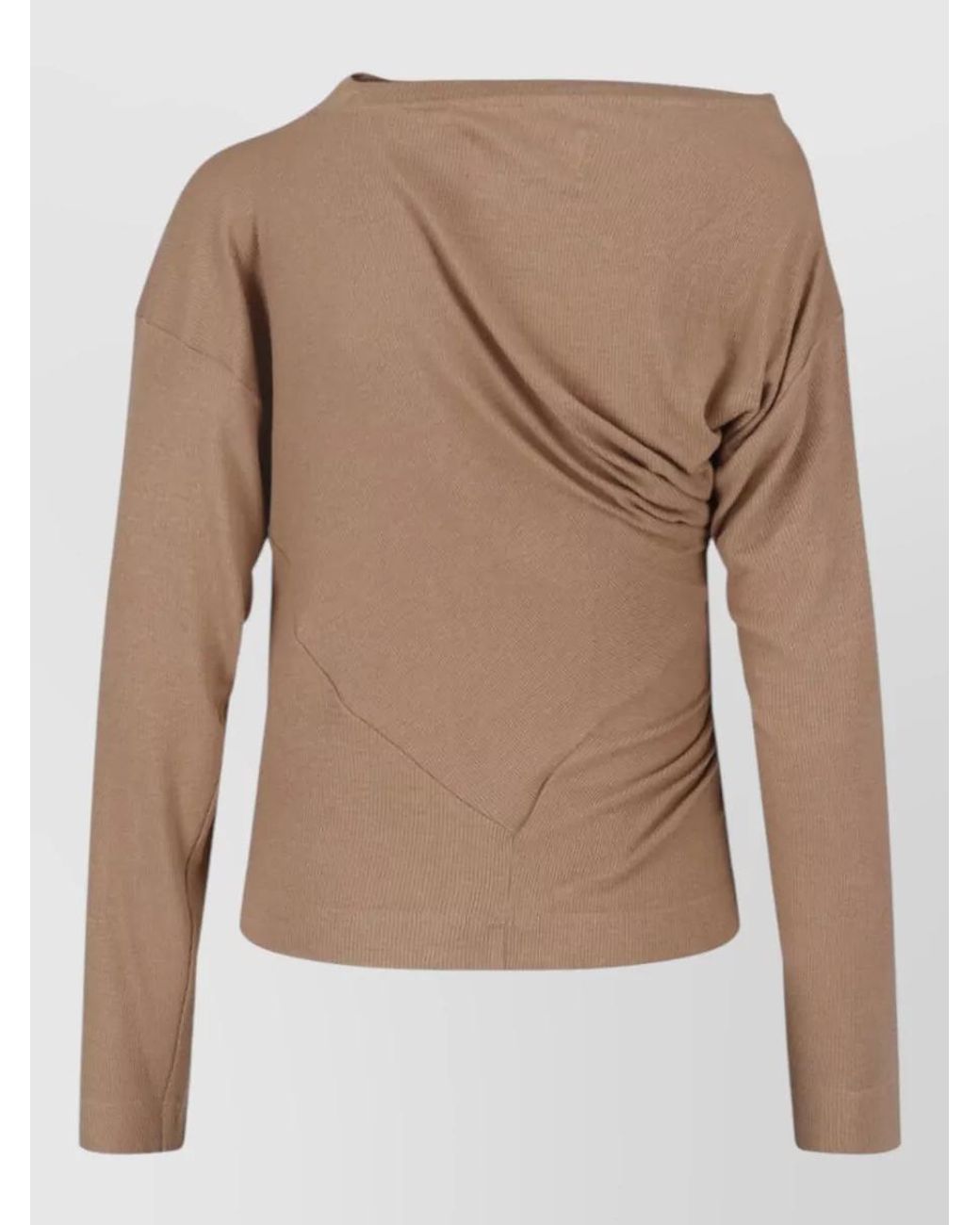 Vivienne Westwood Brown Ribbed Asymmetric Long-Sleeve Boat Neck Top