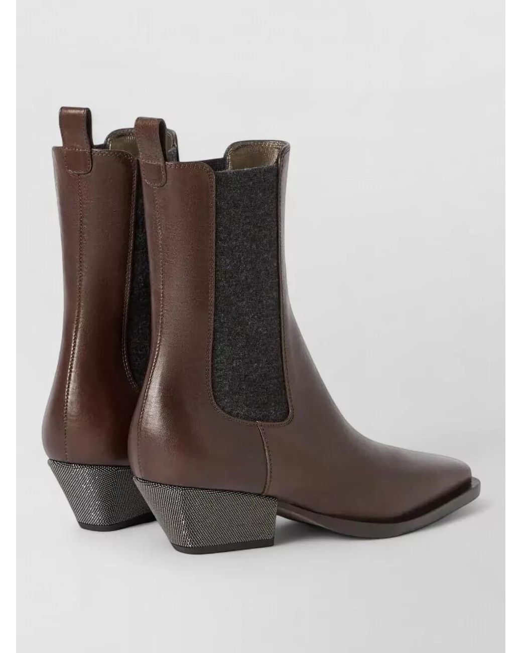 Brunello Cucinelli Brown Leather Heeled Boots