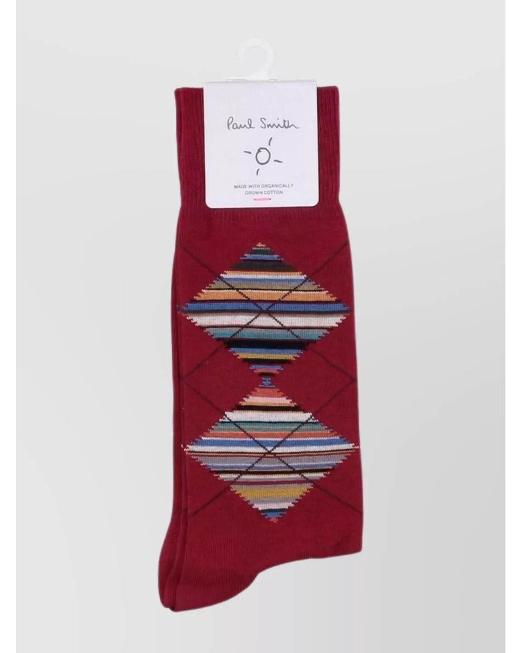 Paul Smith Red Mid-Calf Argyle Patterned Socks for men