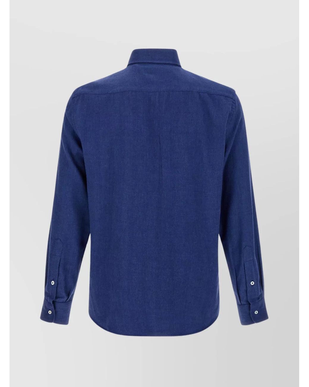 Brunello Cucinelli Blue Herringbone Cotton Blend Shirt for men
