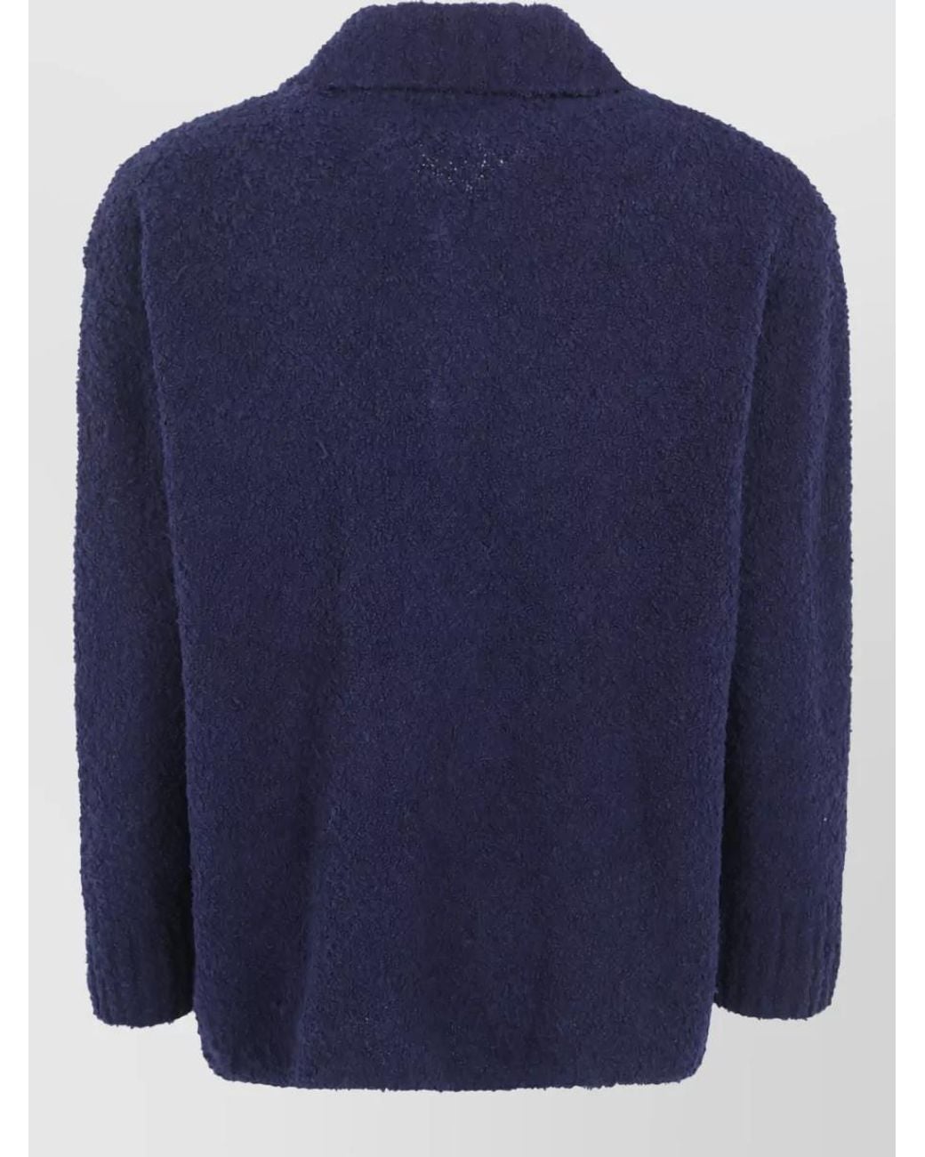 Laneus Blue Wool Knit Boxy-Fit Overshirt for men